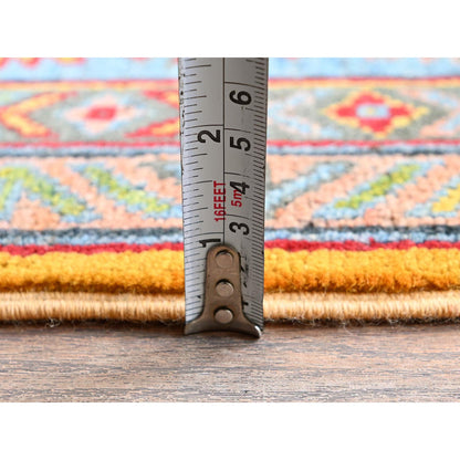Kazak Wool Hand Knotted Rug Yellow 5.2x6.7 -O0336