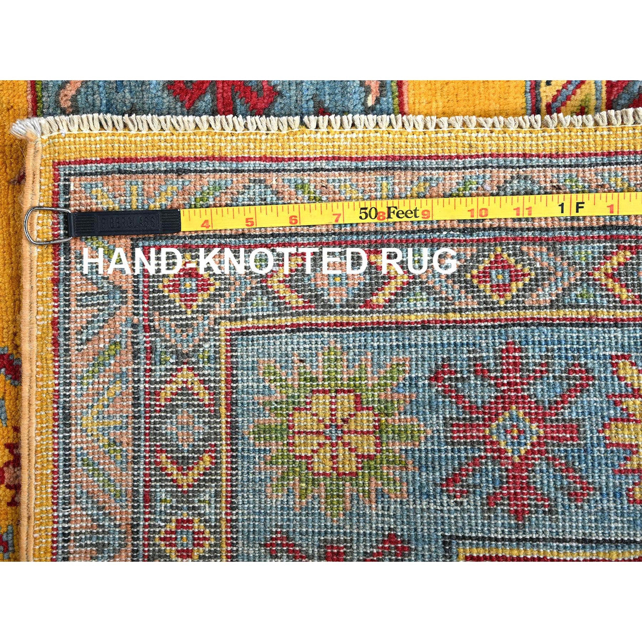 Ivory 5'2" x 6'7" Kazak Hand knotted Wool Rug - Sku: O0336