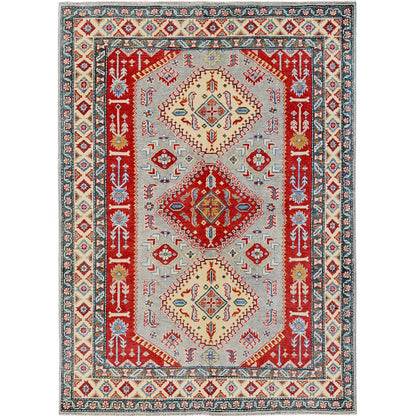 Kazak Wool Hand Knotted Rug Grey 5.1x6.11 -O0337