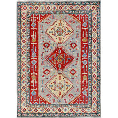 Kazak Wool Hand Knotted Rug Grey 5.1x6.11 -O0337