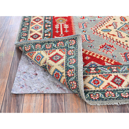 Kazak Wool Hand Knotted Rug Grey 5.1x6.11 -O0337