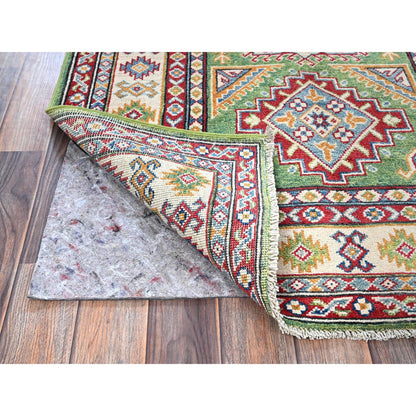 Kazak Wool Hand Knotted Rug Green 3.4x5.0 -O0339