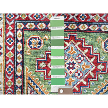 Kazak Wool Hand Knotted Rug Green 3.4x5.0 -O0339
