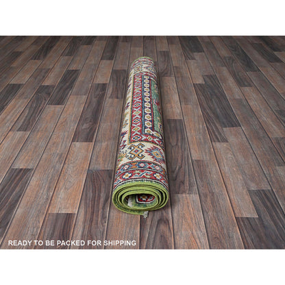 Kazak Wool Hand Knotted Rug Green 3.4x5.0 -O0339