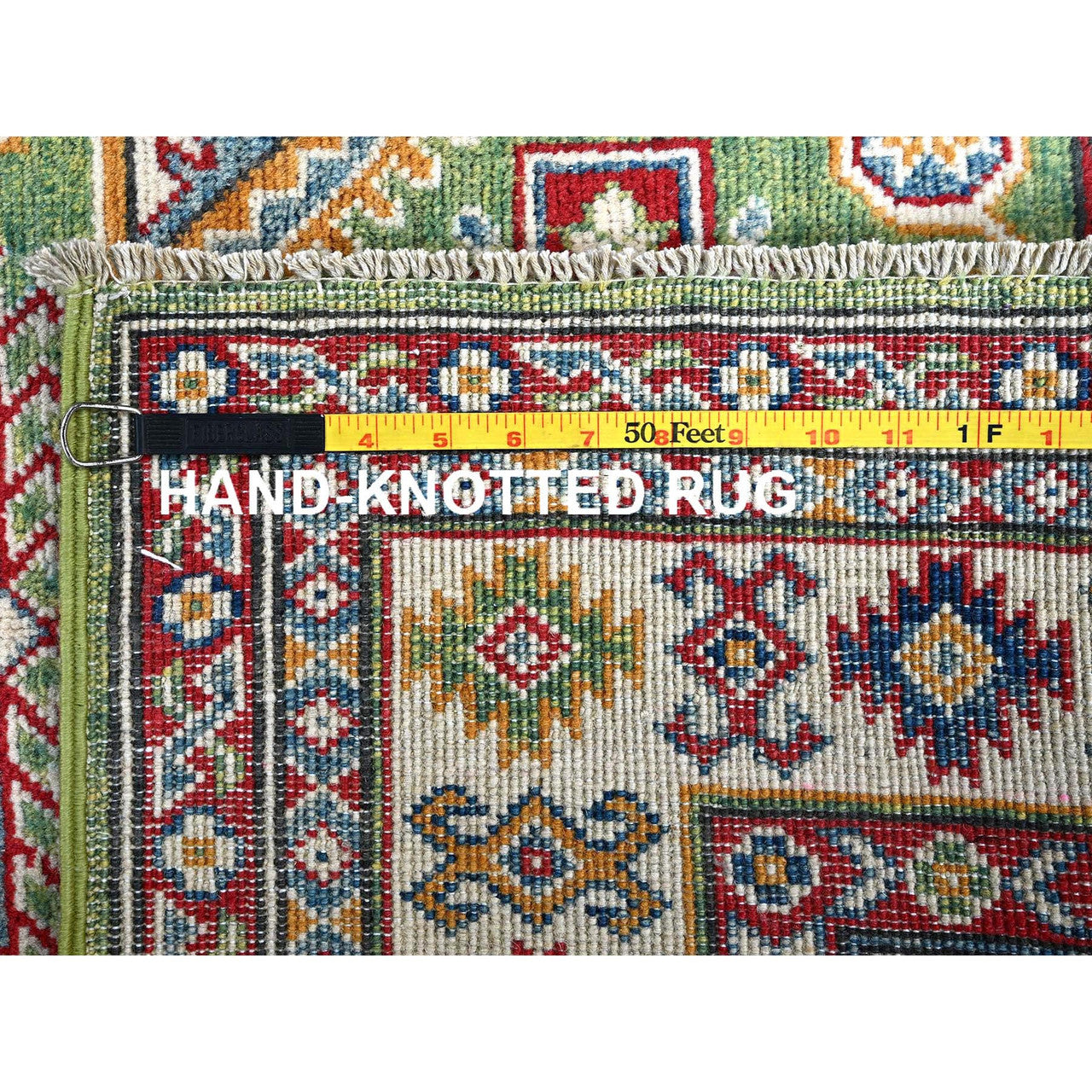 Green 3'4" x 5'0" Kazak Hand knotted Wool Rug - Sku: O0339