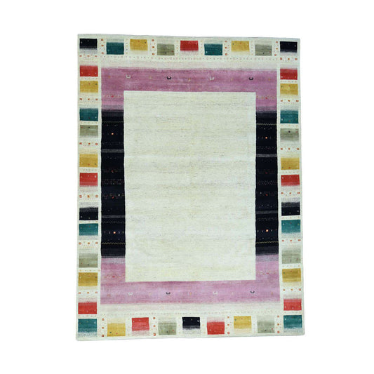 Modern and Contemporary Wool Hand Knotted Rug Ivory Ivory 9.10X13.3 -O034061