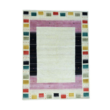 Modern and Contemporary Wool Hand Knotted Rug Ivory Ivory 9.10X13.3 -O034061