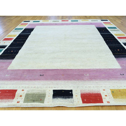 Modern and Contemporary Wool Hand Knotted Rug Ivory Ivory 9.10X13.3 -O034061