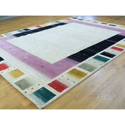 Modern and Contemporary Wool Hand Knotted Rug Ivory Ivory 9.10X13.3 -O034061