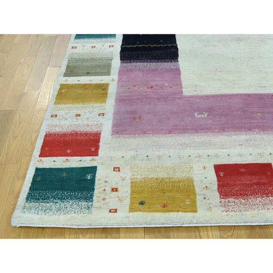Modern and Contemporary Wool Hand Knotted Rug Ivory Ivory 9.10X13.3 -O034061