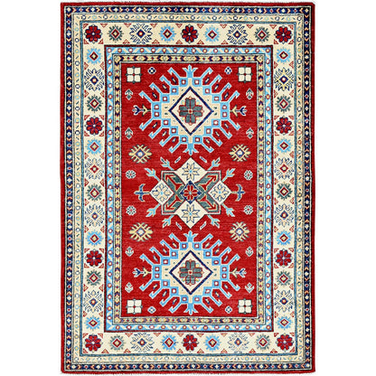 Kazak Wool Hand Knotted Rug Red 3.5x5.0 -O0340