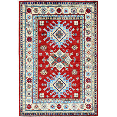 Kazak Wool Hand Knotted Rug Red 3.5x5.0 -O0340