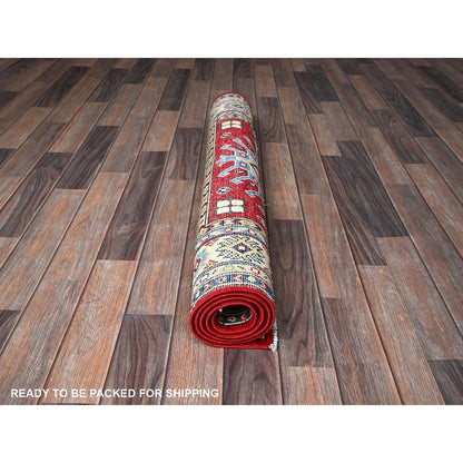 Kazak Wool Hand Knotted Rug Red 3.5x5.0 -O0340