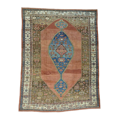 Antique Wool Hand Knotted Rug Brown Ivory 10.8X14.1 -O034131
