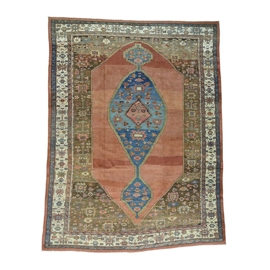Antique Wool Hand Knotted Rug Brown Ivory 10.8X14.1 -O034131