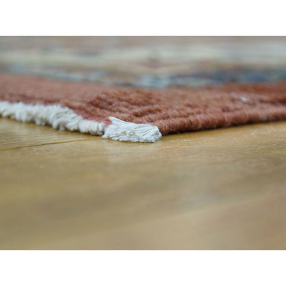 Antique Wool Hand Knotted Rug Brown Ivory 10.8X14.1 -O034131