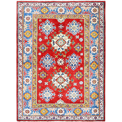 Kazak Wool Hand Knotted Rug Red 3.8x4.10 -O0341