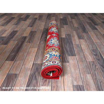 Kazak Wool Hand Knotted Rug Red 3.8x4.10 -O0341