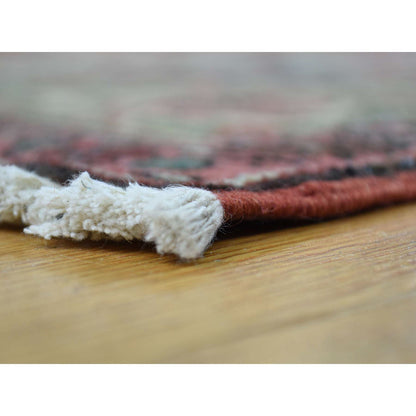 Antique Wool Hand Knotted Rug Red Light Green 9.0X11.3 -O034425