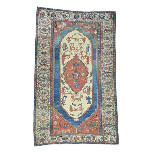 Antique Wool Hand Knotted Rug Red Ivory 8.4X14.0 -O034427