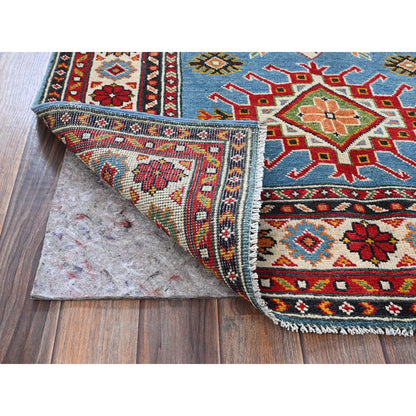 Kazak Wool Hand Knotted Rug Blue 3.4x4.10 -O0344