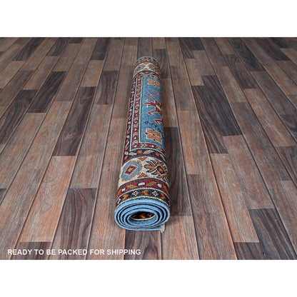 Kazak Wool Hand Knotted Rug Blue 3.4x4.10 -O0344