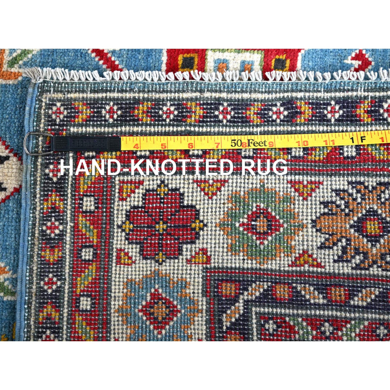 Blue 3'4" x 4'10" Kazak Hand knotted Wool Rug - Sku: O0344
