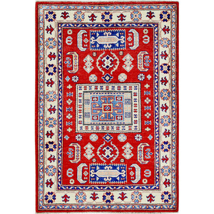 Kazak Wool Hand Knotted Rug Red 3.5x5.0 -O0346