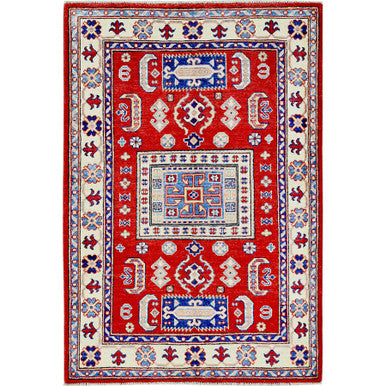 Kazak Wool Hand Knotted Rug Red 3.5x5.0 -O0346