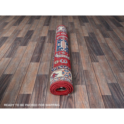 Kazak Wool Hand Knotted Rug Red 3.5x5.0 -O0346