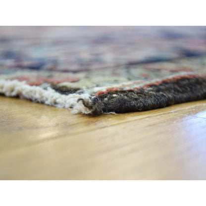 Antique Wool Hand Knotted Rug Red Navy Blue 10.0X11.7 -O034785