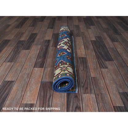 Kazak Wool Hand Knotted Rug Blue 3.3x4.10 -O0353