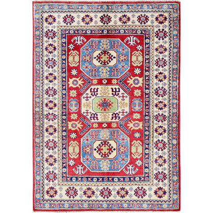 Kazak Wool Hand Knotted Rug Red 4.0x5.8 -O0354