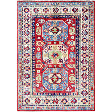 Kazak Wool Hand Knotted Rug Red 4.0x5.8 -O0354