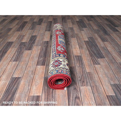 Kazak Wool Hand Knotted Rug Red 4.0x5.8 -O0354