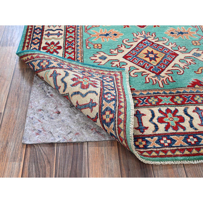 Kazak Wool Hand Knotted Rug Green 3.11x5.10 -O0355