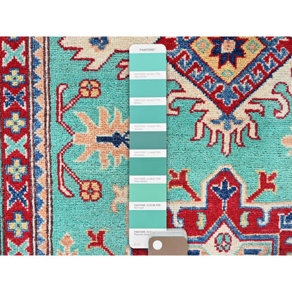 Kazak Wool Hand Knotted Rug Green 3.11x5.10 -O0355