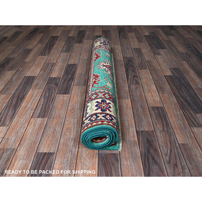 Kazak Wool Hand Knotted Rug Green 3.11x5.10 -O0355