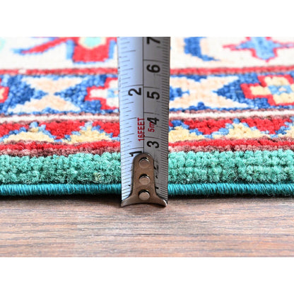 Kazak Wool Hand Knotted Rug Green 3.11x5.10 -O0355