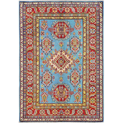 Kazak Wool Hand Knotted Rug Blue 4.1x5.10 -O0356