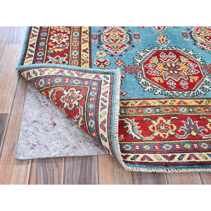 Kazak Wool Hand Knotted Rug Blue 4.1x5.10 -O0356
