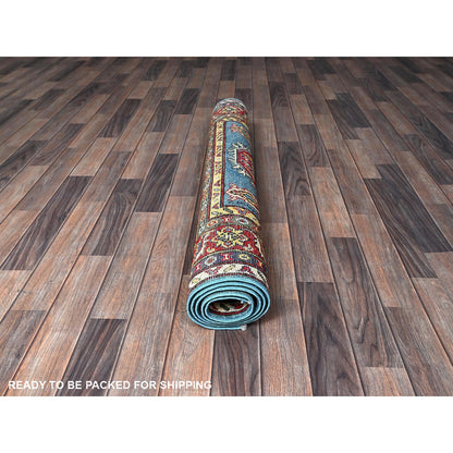 Kazak Wool Hand Knotted Rug Blue 4.1x5.10 -O0356