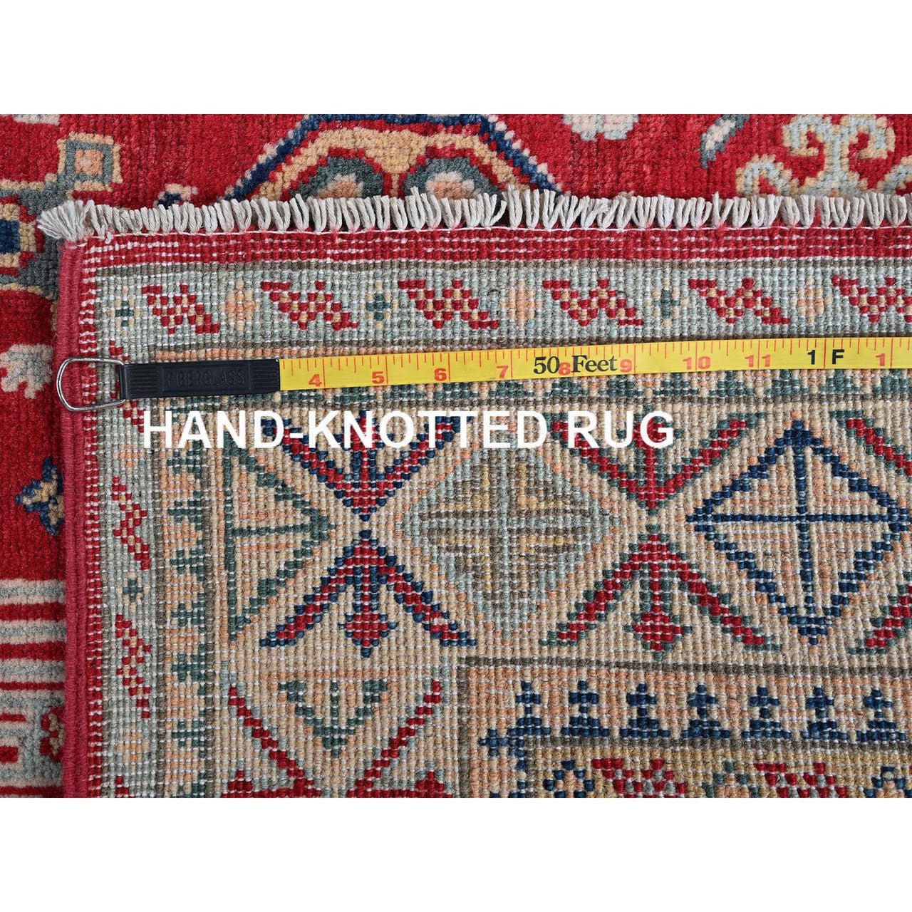 Red 3'10" x 5'10" Kazak Hand knotted Wool Rug - Sku: O0357