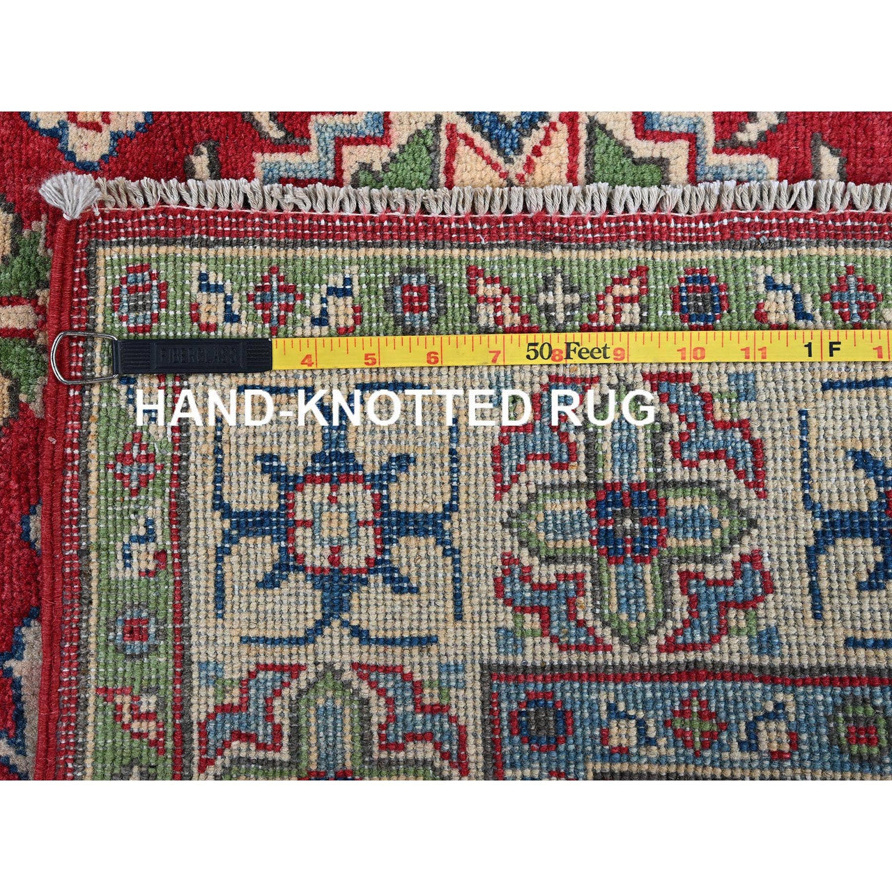 Red 3'11" x 6'0" Kazak Hand knotted Wool Rug - Sku: O0358
