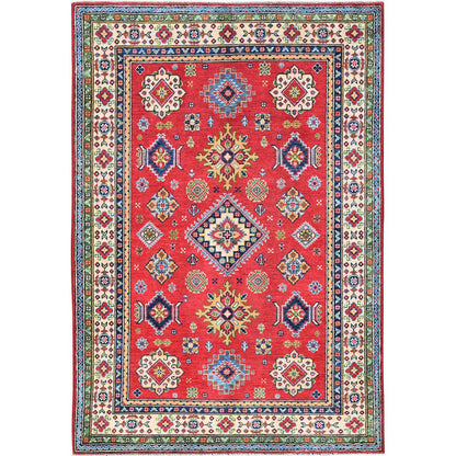 Kazak Wool Hand Knotted Rug Red 4.0x6.0 -O0359