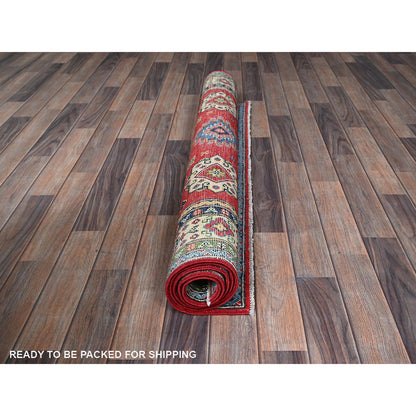 Kazak Wool Hand Knotted Rug Red 4.0x6.0 -O0359