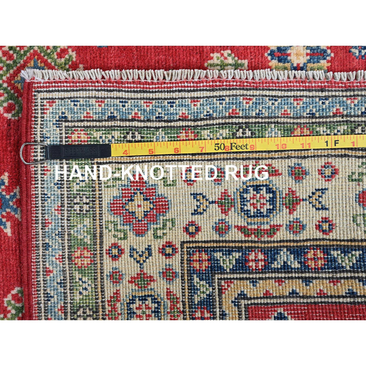 Red 4'0" x 6'0" Kazak Hand knotted Wool Rug - Sku: O0359