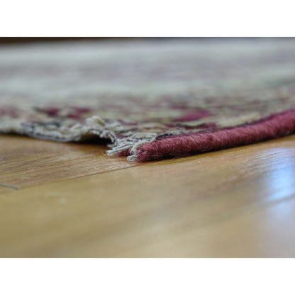 Antique Wool Hand Knotted Rug Beige Red 10.9X12.0 -O036060