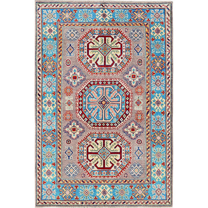Kazak Wool Hand Knotted Rug Grey 3.11x5.9 -O0360
