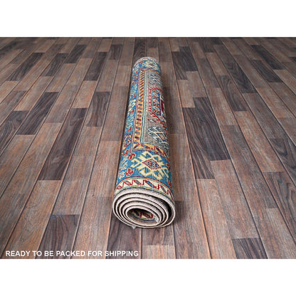 Kazak Wool Hand Knotted Rug Grey 3.11x5.9 -O0360